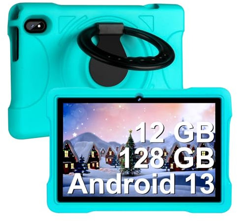 fezawio Tabletas Android 13, tabletas de 10 Pulgadas, 12gb de Ram 128GB ROM (TF 512gb), Control Parental, educación Infantil, WiFi 5G， Doble cámara, EVA， Verde
