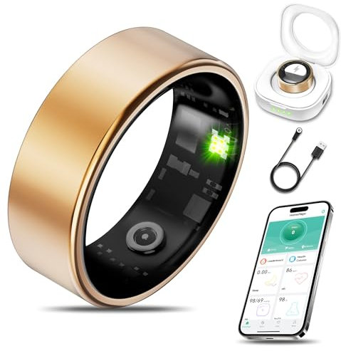 Anillo inteligente de salud para mujeres y hombres, rastreador de fitness con frecuencia cardíaca, oxígeno en sangre, presión arterial, monitor de sueño, contador de pasos, impermeable IP68 para iOS y