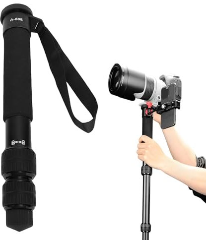 Asixxsix Monopiede leggero, 155 cm 7 sezione 5 kg carico in lega di alluminio fotocamera portatile Monopiede, accessori fotocamera portatile per la fotografia di viaggio