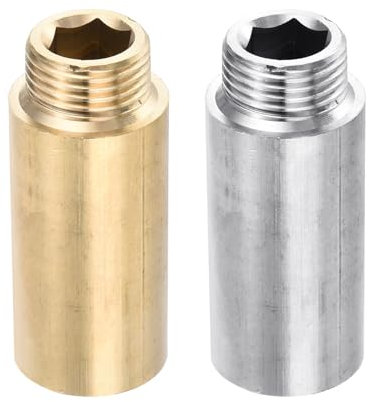 YOKIVE Shower Head Extension Arm Set, G1/2 Male to Female Thread Pipe Fitting Coupler, Great for Plumbing, Swimming Pool (Copper Tone, Silver, 61-mm)