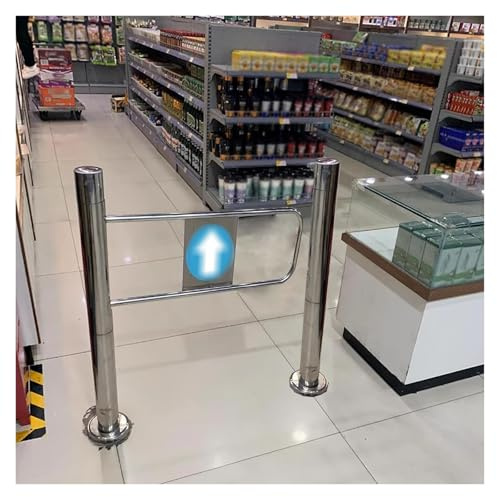 Puerta oscilante automática de acero inoxidable, puerta unidireccional con soporte de poste para bibliotecas, tiendas, centros comerciales, dispositivo duradero de entrada/salida (izquierda: 85 cm