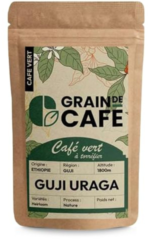 Graindecafé – Café Vert Éthiopie Guji Uraga 1kg | 100% Arabica Lavé Non Torréfié | Grand Cru Floral Et Vif | Notes De Bergamote Et Fleurs Blanches | Idéal Machine À Café Grain Une Fois Torréfié