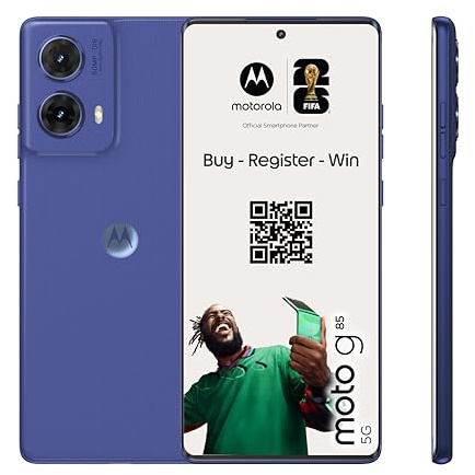 Motorola Moto g85 5G 24GB (12GB+12GB RAM Boost) 256GB Azul, Pantalla de Borde Infinito de 6,67 y Sonido Dolby Atmos, Cámara Sony LYTIA 600 de 50MP con OIS, Batería 5000 mAh, Carga TurboPower 30W