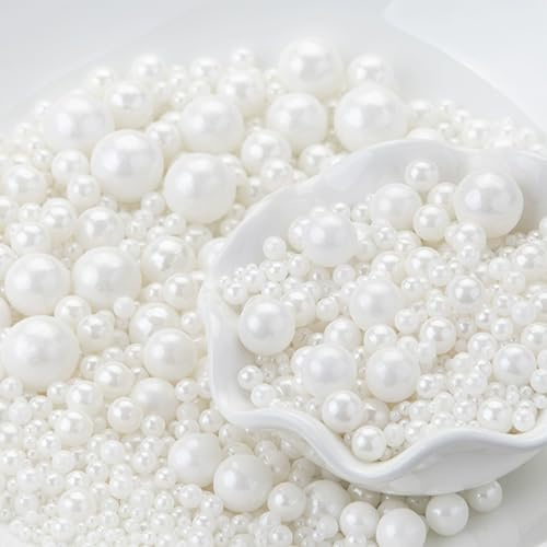 Edible Pearls for Cake Decorating - 500g Mix Size Sugar Pearls, Mother of Pearl Sugar Cake Sprinkles, Sprinkles for Cake Decorating for Weddings, Birthdays, Parties, Etc.
