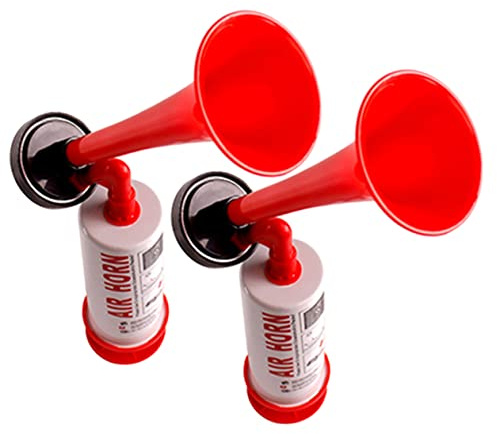 SKISUNO 2 Stück Lautes Air Horn mit Handpumpe Fußball Fan zum Anfeuern bei Sportveranstaltungen Bunte für Party Stadion und Feierlichkeiten Einfache Handhabung und Auffälliges Design