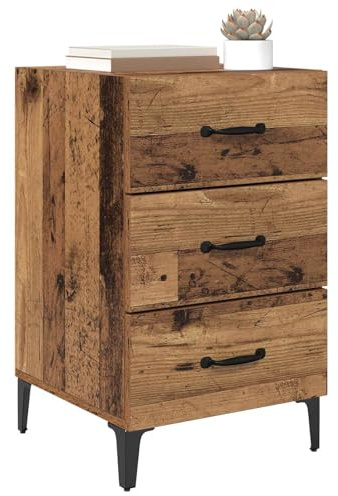 vidaXL Armario de Noche Madera Vieja 40 x 40.5 x 66 cm, Mesa de Noche Elegante, mesita rústica, Almacenamiento Compacto, Mueble Funcional para tu habitación Moderna