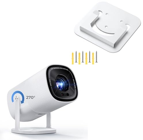 【Netflix Officially & 500 ANSI Lumens】Mini Projector with WiFi 6 and Bluetooth & Wall Mount Kit- 500 ANSI, 4K Support, 180° Adjustable Mount, Easy Install & Space-Saving, Perfect for Movie Night