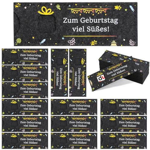 15pcs Filzhülle Schokolade Verpackung für Geburtstagsgeschenk, Hülle Filz Geschenkverpackung mit Duplo, Geburtstagsgeschenke für Freunde, Kollegen, Mitschüler und Mitarbeiter(schwarz)