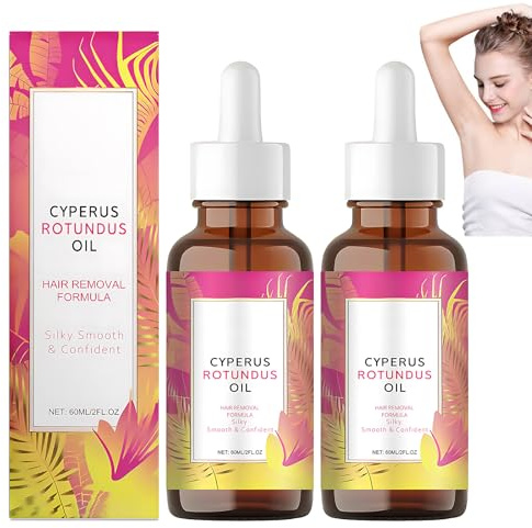 Cyperus Rotundus, 2 Pcs Cyperus Rotundus Oil for Hair Removal, Cyprus Rotundus Oil Hair Removal for Soothes Skin, Reduces Ingrown Hairs, Shrinks Pores, Moisturizes and Soothes Skin（60ml*2)