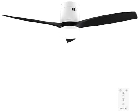 Cecotec Deckenventilator EnergySilence Aero 5600 Classic White&Black, 40 W | LED-Licht 20 W, Fernbedienung, Timer bis 8 Std., 6 Stufen, 132 cm Spannweite, 3 Rotorblätter, Sommer-/Winter-Funktion
