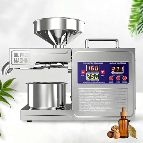 LYNNEYING Pressa per Olio Automatica,Produttore di Olio di Semi,Acciaio Inossidabile 304,Pressa Fredda e Calda di Conservazione Nutrienti,Uso Commerciale/Domestico per Nocciola/Coco/Semi di Girasole