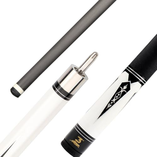 YWRU Billard Queue Stick, Kohlefaser 148cm Handgefertigt 2 Teilig Amerikanischer Profi Billard Pool Queue, 19 19,5 20oz(Size:10.5MM,Color:Weiß)