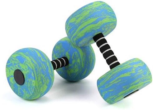 2Pack Aquatic Dumbbells,Aerobic Exercise Foam Dumbbell Pool Resistance,Pool Fitness Resistance Tools for Men Women Water Workouts (Green-Blue)