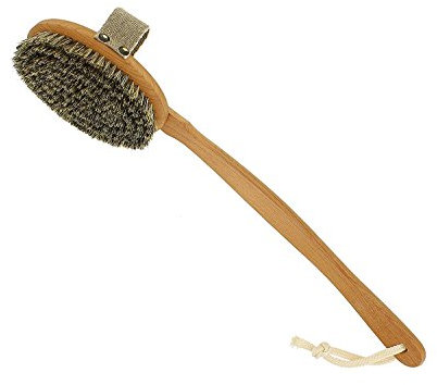 Riffi® BODY BADE & SAUNA-BÜRSTE 2 in 1 double effect CLASSIC BRUSH, Körperbürste stimuliert Kreislauf & Durchblutung, Massagebürste mit abnehmbarem Stiel, FSC, Rosshaar- & Naturborsten Made in Germany