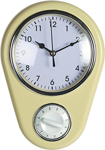 OOTB Wanduhr »Kitchen« Retro 50er Jahre Design mit Kurzzeitwecker (Beige)