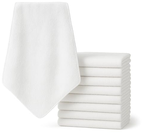 Soft Baby Terry Towelling Nappies-Diapers 100% Ring Spun Cotton Supreme Quality | Burp Cloths Baby Essentials for Newborn Reusable Wipes | Baby Wash Cloth 60x60cm Pack of 12, White.
