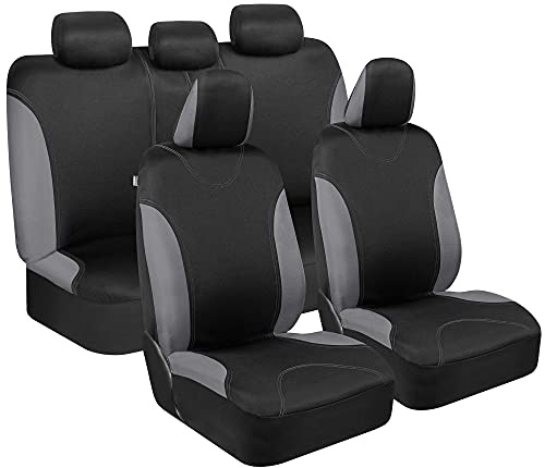 BDK UltraSleek Gray Seat Covers for Cars, Two-Tone Front Seat Covers with Matching Back Car Seat Cover, Made to Fit Most Auto Truck Van SUV, Interior Car Accessories, Car Seat Covers Full Set - Gray