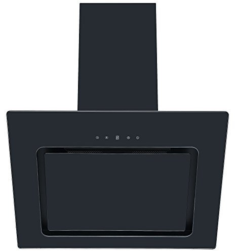Cookology VER605BK/A++ Angled Glass Cooker Hood Chimney Extractor Fan 60cm, Touch Control Panel, 3 Speed Settings, LED Lighting and Auto Timer Off Function - in Black
