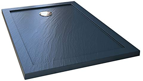 Idralite Duschwanne 170x70x4 mit Erhöhte Kante Rechteckig Anthrazit mit Stein-Effekt mod. Flower