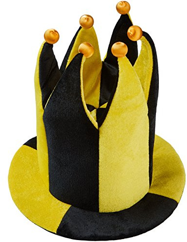 dressforfun 302060 Cappello Buffone di corte bicolore, alto Cappello da Giullare in Giallo e Nero con larga Falda