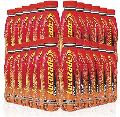 Lucozade Energy Original - 24 Bottles x 380ml - Sparkling Glucose Energy Drink - Made with Sugars & Sweeteners - Refreshing & Great Flavour - Carbonated Energy Drink