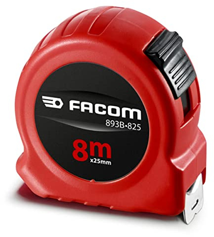 FACOM Maßband mit 893B.825Pb hochfester Nylonbeschichtung, 8 m x 25 mm, Rot