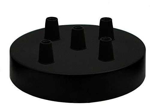 Schwarze Einzel- und Mehrpunkt-Deckenrosette, perfekt für Stoff-Flexkabel, UK-Anhänger, Kabelgriff, flexible Klemmplatte für Lichtmontage, Black 5 Point