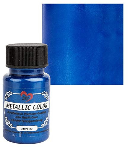 Ideen mit Herz Metallic Color | Metallic-Farbe | hochwertige Acrylfarbe in Premium-Qualität mit edlem Metallic-Glanz und hoher Farbpigmentierung | 50 ml (azurblau)