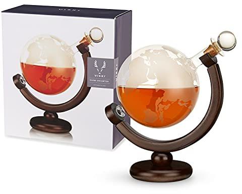 Viski Globe Crystal Whiskey Decanter Glass - Liquor Decanter, Glass Liquor Bottle, Wine Accessories for Wine Lovers, Wine Gift, Stylish Barware, Whiskey Enthusiast Gift, 44 oz