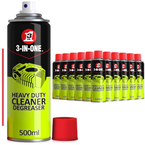 3-IN-ONE Professional Heavy Duty Cleaner Degreaser Spray 500ml, Citrus Foam Grease Remover that Cuts Through Oil, Dirt and Grime on Engines, Tools and Equipment (12x 500ml)