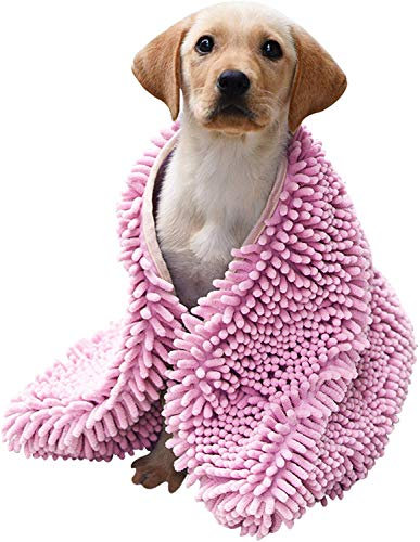 CHYIR Super saugfähiger Haustier-Bademantel, Handtuch, schnell trocknend und maschinenwaschbar, Mikrofaser, Hundehandtücher für kleine und mittelgroße Tiere (S, Pink)