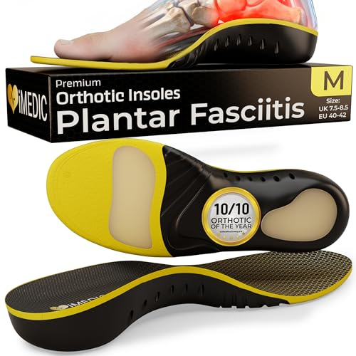 iMedic Orthotic Insoles for Plantar Fasciitis Size M UK 7.5-8.5 – Arch Support for Women and Men – Shoe Inserts – Insoles for Plantar Fasciitis – Orthotic Support