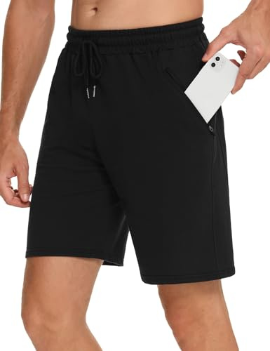 Wayleb Kurze Hosen Herren Sommer Sporthose Baumwolle Reißverschlusstaschen
