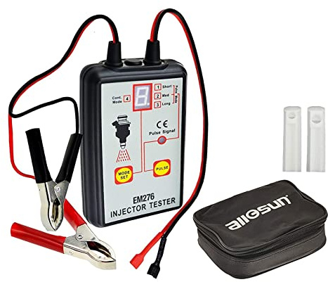 allsun EM276 Auto Injector Tester 4 Pluse Modes & Vehicle Fuel Injector System Vehicle Gasoline Pressure Diesel Cleaner Adapter DIY Kit Car Cleaning Tool 2 Nozzles
