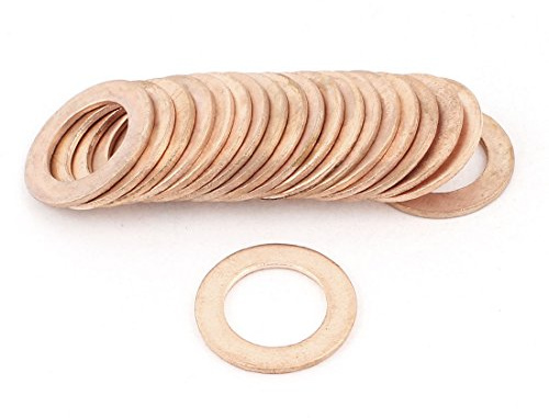 sourcing map 20pcs Joint Cuivre 16mm OD 10mm ID 1mm d'épaisseur joint de ligne de frein à huile Rondelle plate | Joint De Ligne De Frein À Huile