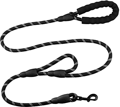 TOHDNC Dog Lead Rope with 2 Handheld Pads, 1.8m / 6ft Training Dog Leash with Reflective Threads for Puppy/Medium/Large Training Walking Fun