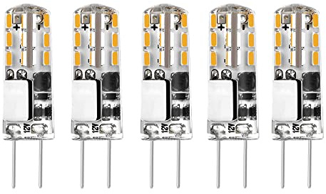 ShuoHui 12 V G4 LED-Lampe, warmweiß, 3000 K AC/DC, 1,5 W / 20 W, Halogen-G4-Kapsel, Ersatz-Bi-Pin-Sockel, JC-Typ, energiesparend, nicht dimmbar, G4-LED-Leuchtmittel (5 Stück)