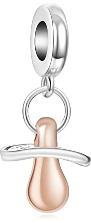 Annmors Charm Baby Pacifier Dangle Charm Anhänger 925 Sterling Silber Pendant Bead with Cubic Zirconioa für Chamilia und europäische Armbänder und Halskette