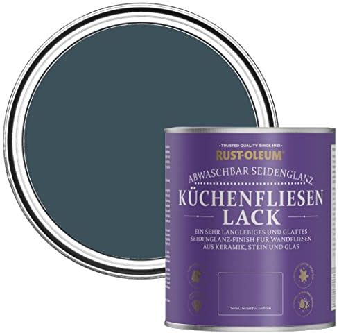 Rust-Oleum Blue water resistant Kitchen Tile Paint in Satin Finish - Evening Blue 750ml