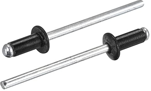 sourcing map Aluminium-Blindnieten, 3,2 mm x 7 mm, offenes Ende, flacher runder Kopf zum Verbinden von Metallplatten, Leder, schwarz, 200 Stück
