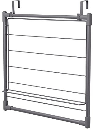 Household Essentials Metal Expandable Over the Door Drying Rack, Gray