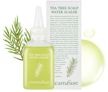 STEAMBASE Tea Tree Scalp Water Scaler | Scalp Exfoliator for Itchy Dry Flaky Scalp, Buildup Remover, Treatment for Excess Sebum Oily Greasy Hair | Korean Hair Care Products, Travel Size, 1.69 fl oz
