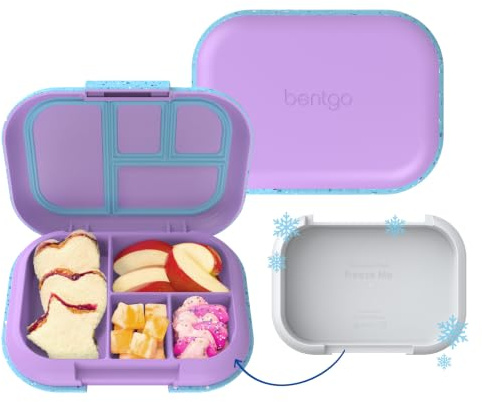 Bentgo Chill Kids Leak-Proof Lunch Box - 4-Compartment Bento Box with Built-In Ice Pack, 3.3 Cup Capacity, PFAS & BPA-Free, Microwave & Dishwasher Safe, Ideal Size for Ages 3 to 7 (Vivid Orchid)