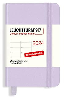 LEUCHTTURM1917 367641 Wochenkalender Mini (A7) 2024, Lilac, Deutsch, 12 Monate