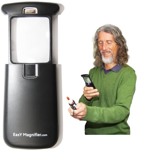 Lente da lettura Easy Magnifier 30X (300%) con luce LED | Lente d'ingrandimento tascabile illuminata per leggere caratteri piccoli | Lente d'ingrandimento manuale per la lettura, aiuto per gli anziani