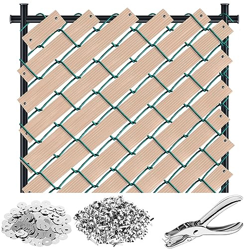 Lot de 302 lattes de clôture à maillons de chaîne de 13,7 m pour clôture, intimité pour maison, entrepôt, école, entreprise, stade (kaki)