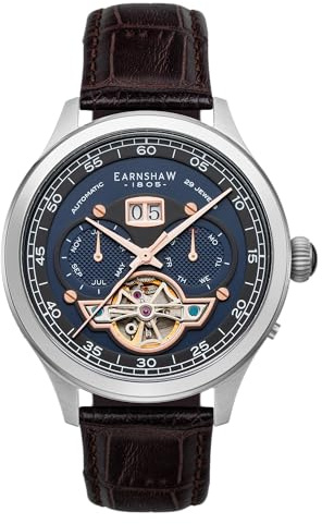 Thomas Earnshaw Baron ES-8187 Herren-Automatikuhr mit Lederband 43 mm