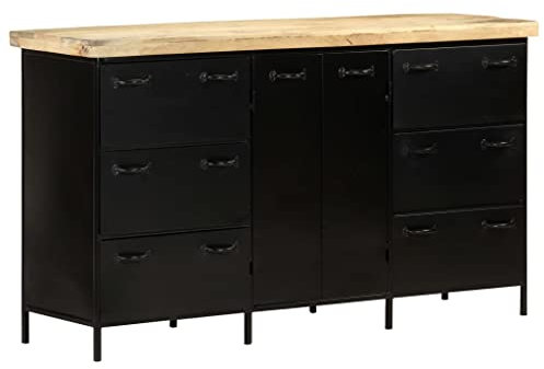 HETFTJN Sideboard, Apothekerschrank Kücheninsel Besenschrank Aufbewahrungsschrank Geeignet für Badezimmer Office Wohnzimmer Dorm 140x38x76 cm Raues Mangoholz