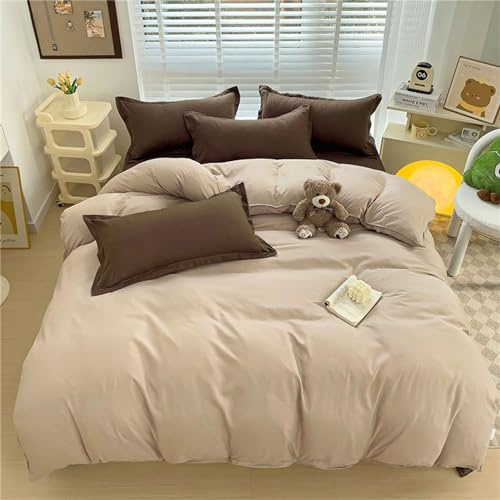 Odot Set Copripiumino 4 Pezzi, Set di Biancheria da Letto con Copripiumini, Lenzuola sopra e Federe, Set Biancheria da Letto per Singolo Matrimoniale King (220x240cm,Colore Kaki)