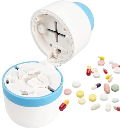 Pillerskärare splitter – liten pillerskärare, piller tablettdelare | Krossskärarhållare medicinlåda, multifunktionell splitterskärare med förvaringsbehållare, justerbar pillerdelare för multi